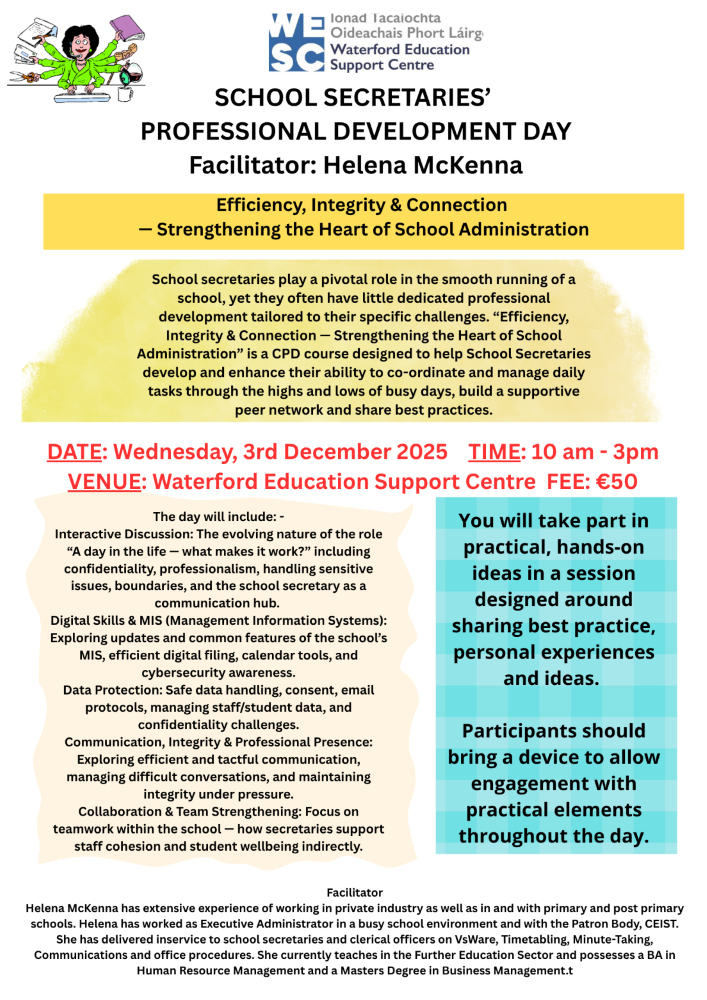 2025 2026 without a register school secretaries course